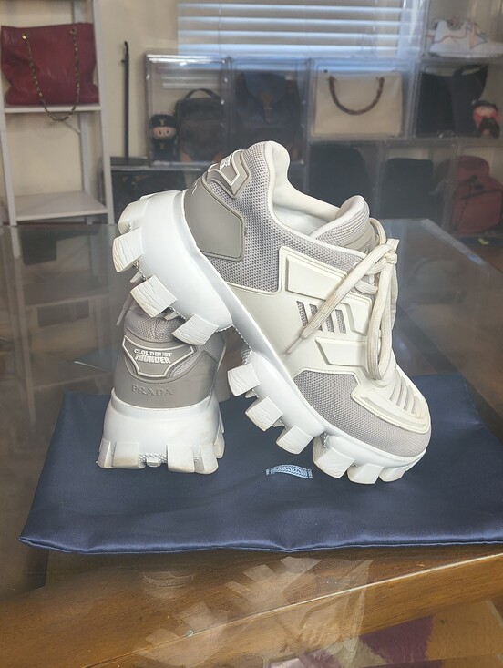 Prada Shoes - HTF Prada Cloudbust Thunder Chunky Sneakers White Grey Size 37.5 With Dust Bag
